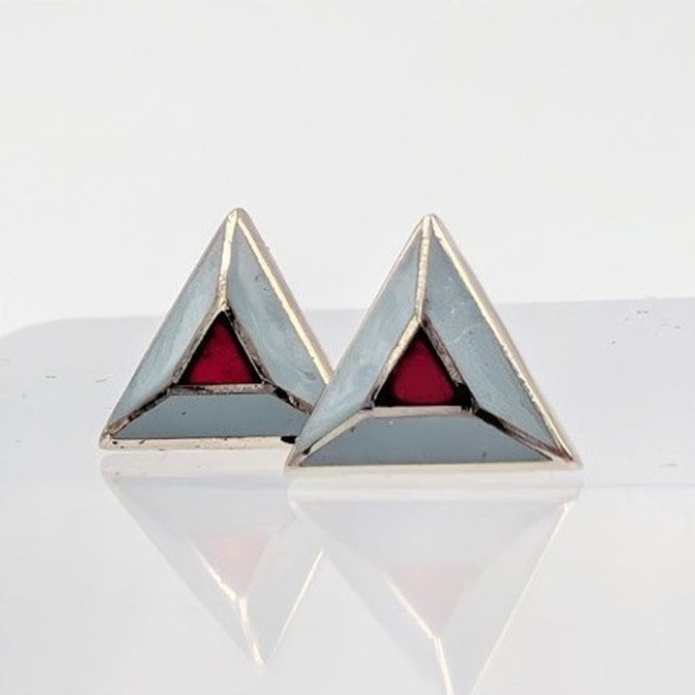 Vintage Tau Kappa Epsilon TKE Fraternity Pledge Pin Lapel Tack Pair Silver Tone